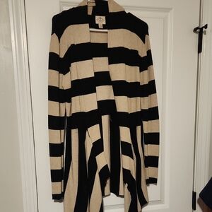 Striped Black and Beige Women's Sweater